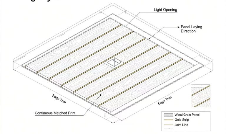 Middle Groove PVC Ceiling Panels With Gold Inlay Strips